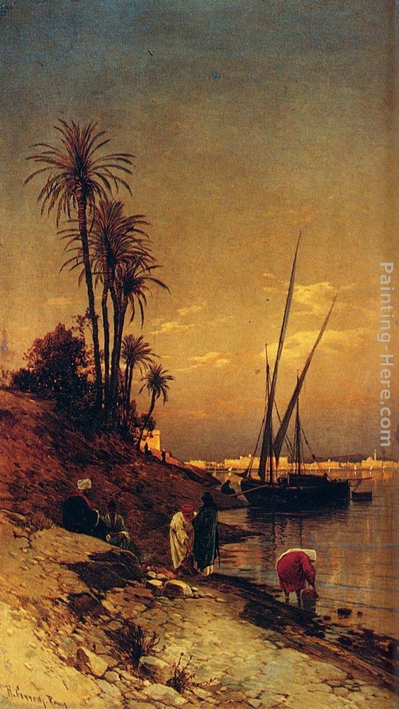 Hermann David Solomon Corrodi At The Water's Edge